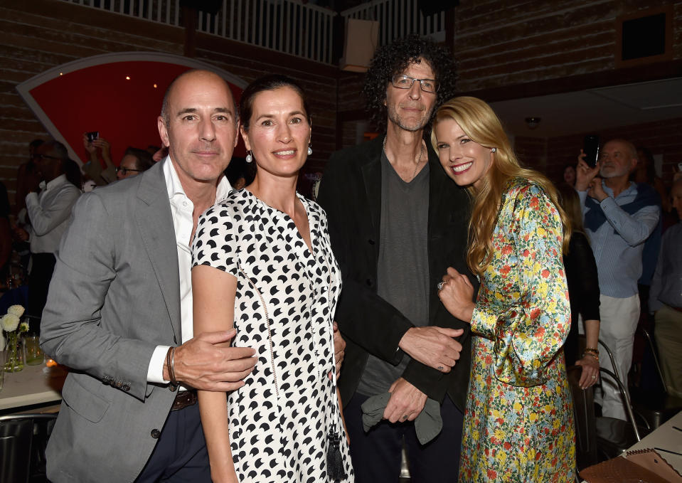 Matt Lauer and Annette Roque Lauer with Howard Stern and Beth Ostrosky Stern at Apollo in the Hamptons 2017 in East Hampton, N.Y., on Aug. 12, 2017. (Photo: Patrick McMullan/Patrick McMullan via Getty Images)