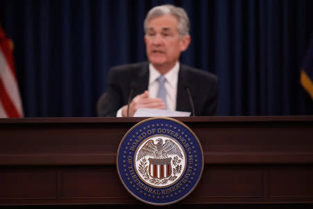 Federal Reserve Chairman Jerome Powell speaks at a news conference following the Federal Open Market Committee meetings in Washington, U.S., March 21, 2018. REUTERS/Aaron P. Bernstein