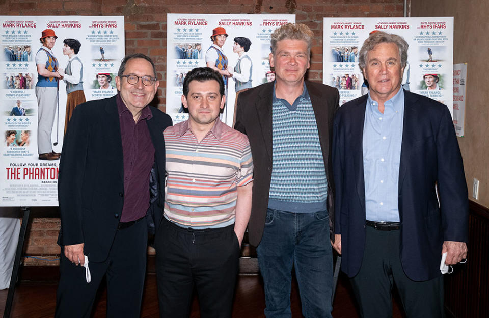 Michael Barker, director Craig Roberts, writer Simon Farnaby and Tom Bernard - Credit: Courtesy of Madison Voelkel/BFA