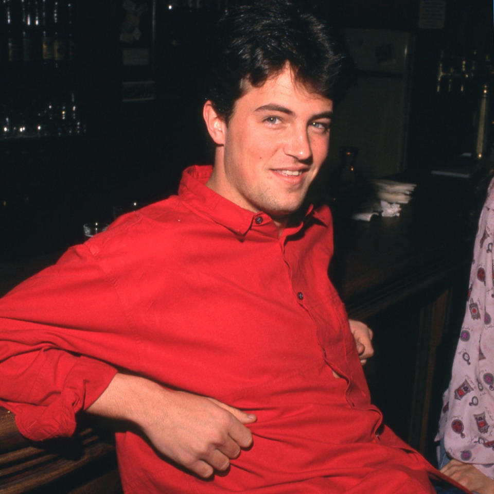 Matthew Perry at Valerie Bertinelli's 30th birthday party in 1990