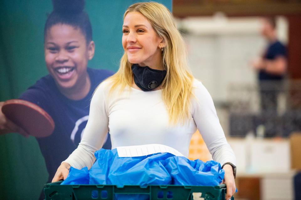 Singer-songwriter Ellie Goulding helps deliver The Felix Project food donations to London's vulnerable (Lucy Young)