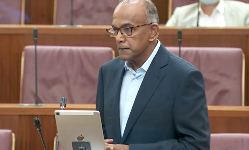 Law and Home Affairs Minister K Shanmugam addresses parliament on Thursday, 3 March 2022 during his ministry's Committee of Supply debate (SCREENGRAB: Gov.sg YouTube channel)