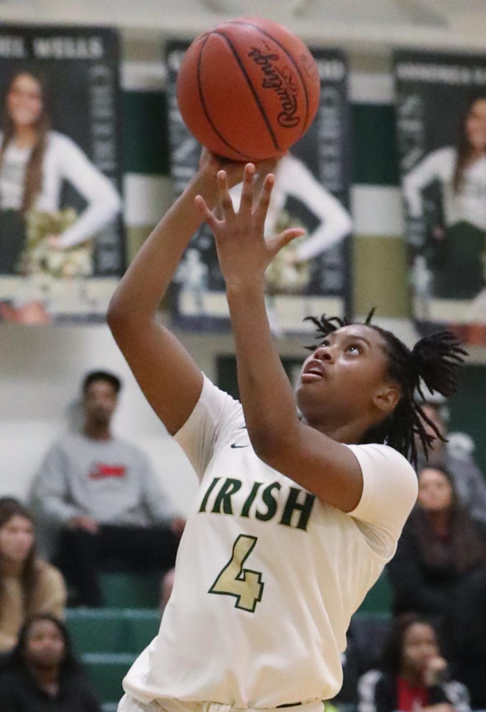 St. Vincent-St. Mary's Erica King shoots against visiting Walsh Jesuit on Jan. 16, 2023.