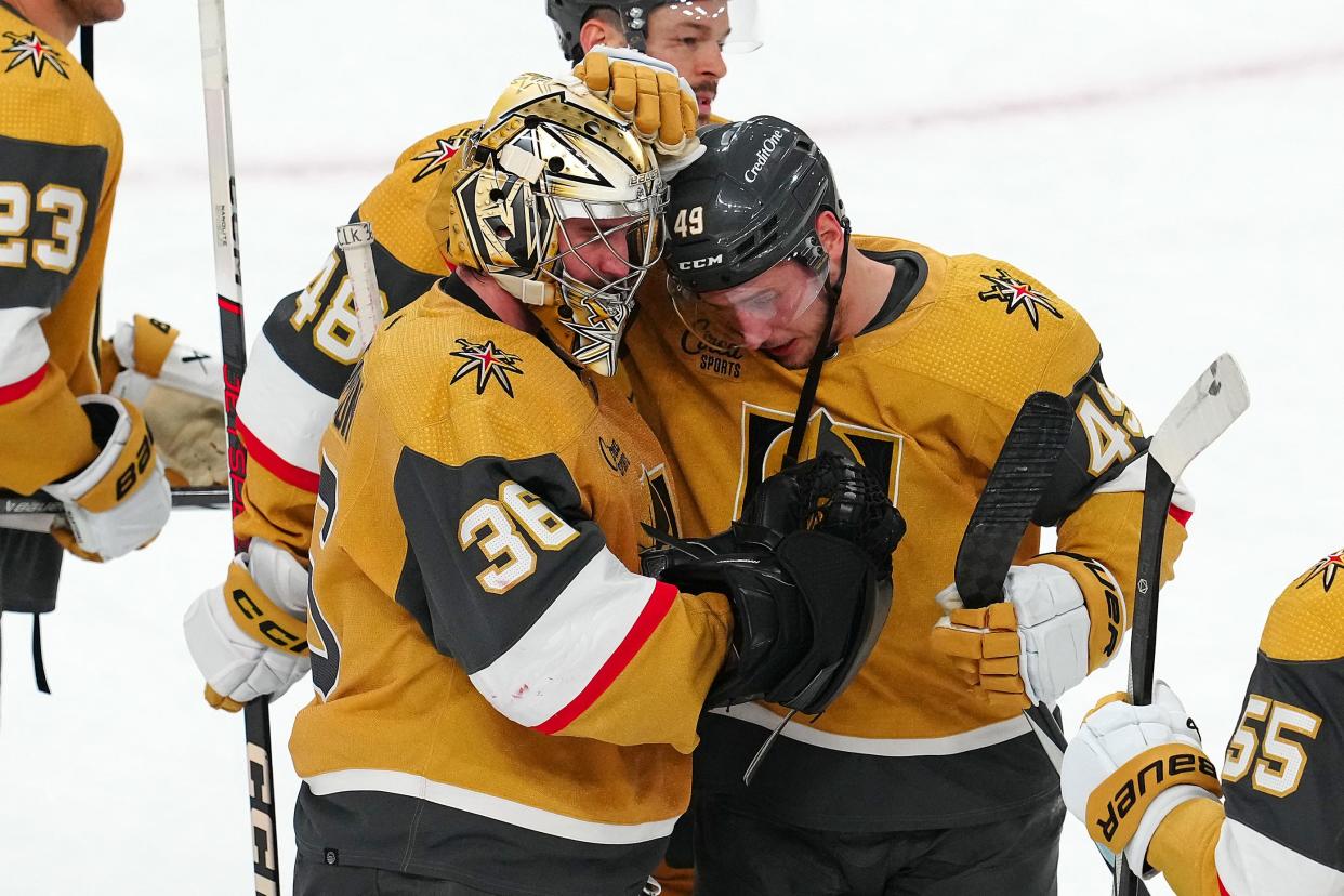 The defending champion Vegas Golden Knights will face the Edmonton Oilers or Dallas Stars in the first round.