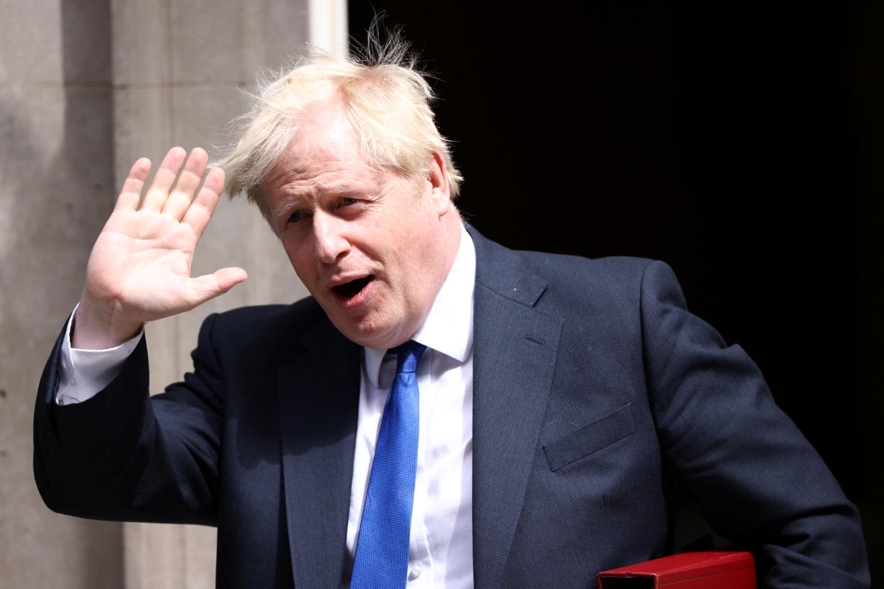 British Prime Minister Boris Johnson walks at Downing Street in London, Britain July 6, 2022. REUTERS/Henry Nicholls