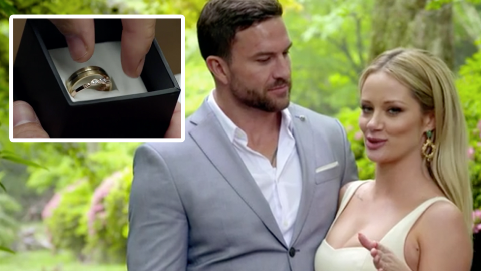 Married At First Sight’s Dan gave Jess a special ring during tonight’s episode. Photo: Channel Nine