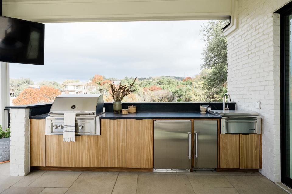 When it comes to outdoor kitchens, mini fridges are your friend.