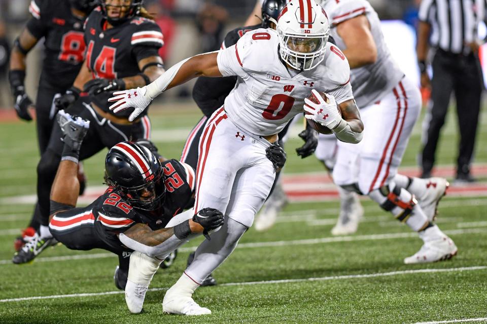 Braelon Allen and the Wisconsin Badgers fell to the Ohio State Buckeyes, 52-21, in a prime-time game on the road. The two teams will square off Oct. 28 in a night game at Camp Randall Stadium.