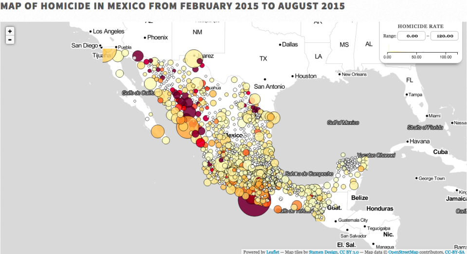 Map Mexico homicides