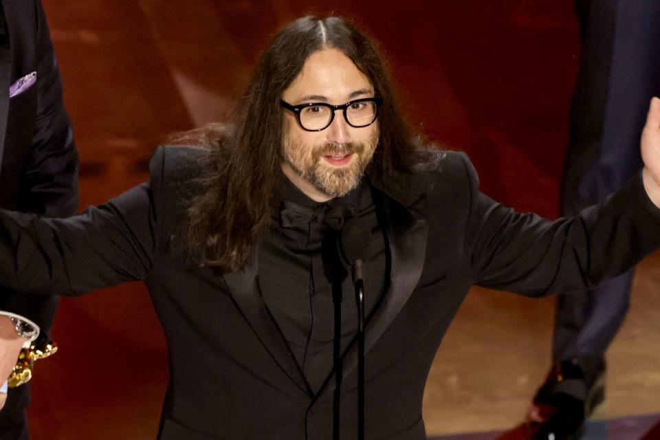 <p>Kevin Winter/Getty</p> Sean Lennon accepts the Oscar for Best Animated Short Film at the 96th Annual Academy Awards 