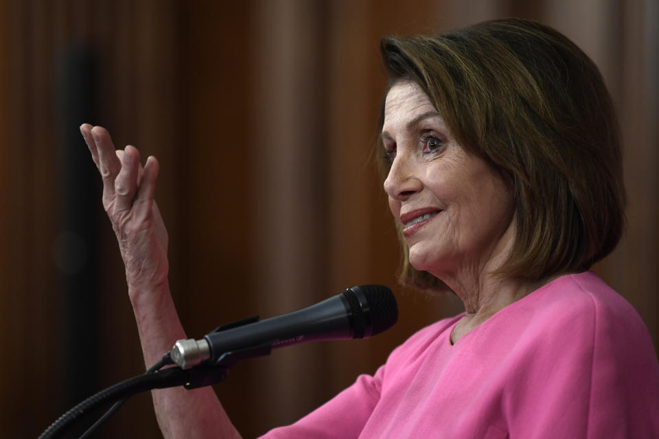 House Minority Leader Nancy Pelosi of Calif., speaks during a news conference on Capitol Hill in Washington, Wednesday, Nov. 7, 2018. (AP Photo/Susan Walsh)