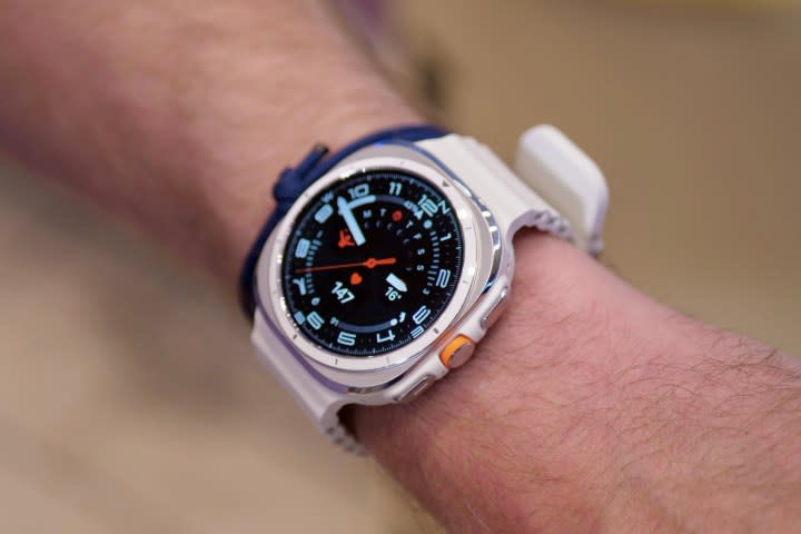 The Samsung Galaxy Watch Ultra on a person's wrist.