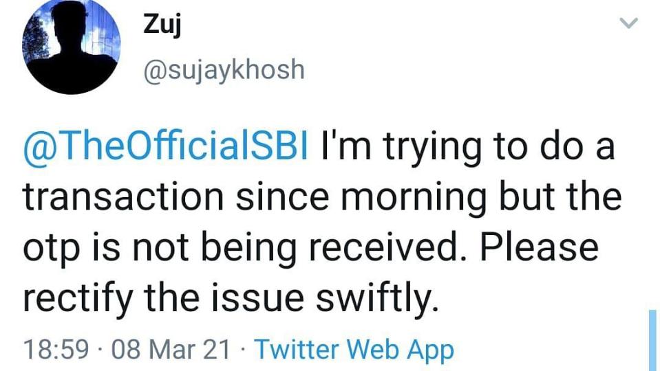 SBI users also did not receive OTP messages.