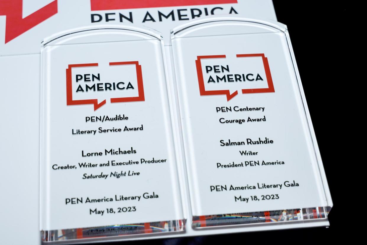 <span>Program notes at last year’s PEN America event.</span><span>Photograph: Jamie McCarthy/Getty Images for PEN America</span>