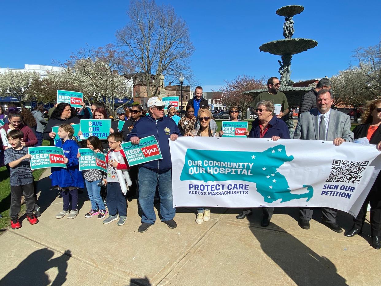 A community rally to save Morton Hospital was held on the Taunton Green on Tuesday, April 23, 2024.