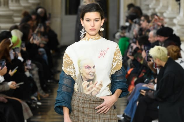 Irina Shayk storms the catwalk at the Vivienne Westwood Paris Fashion Week  show