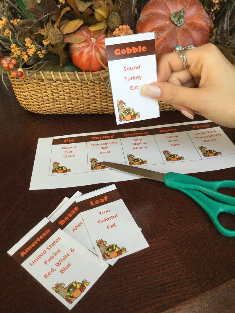 15) Printable Thanksgiving Taboo