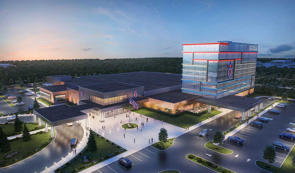 Rendering of the Terre Haute Casino Resort which opens in Terre Haute, Indiana, April 5, 2024.