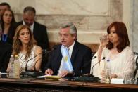 El presidente argentino, Alberto Fernández, durante la ceremonia de asunción en el Congreso Nacional, en Buenos Aires.