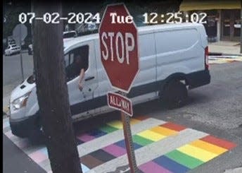 Nashville Police investigators are seeking help in identifying the driver or van after a rainbow crosswalk in East Nashville was vandalised on Tuesday, July 2, 2024.