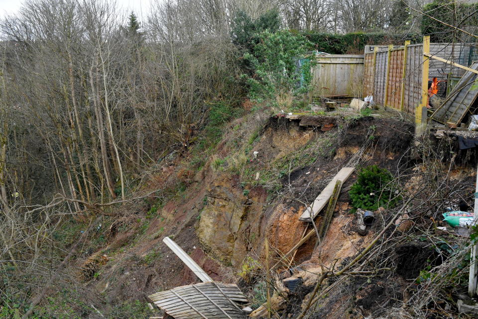 The massive landslip gets bigger every time it rains. (SWNS)