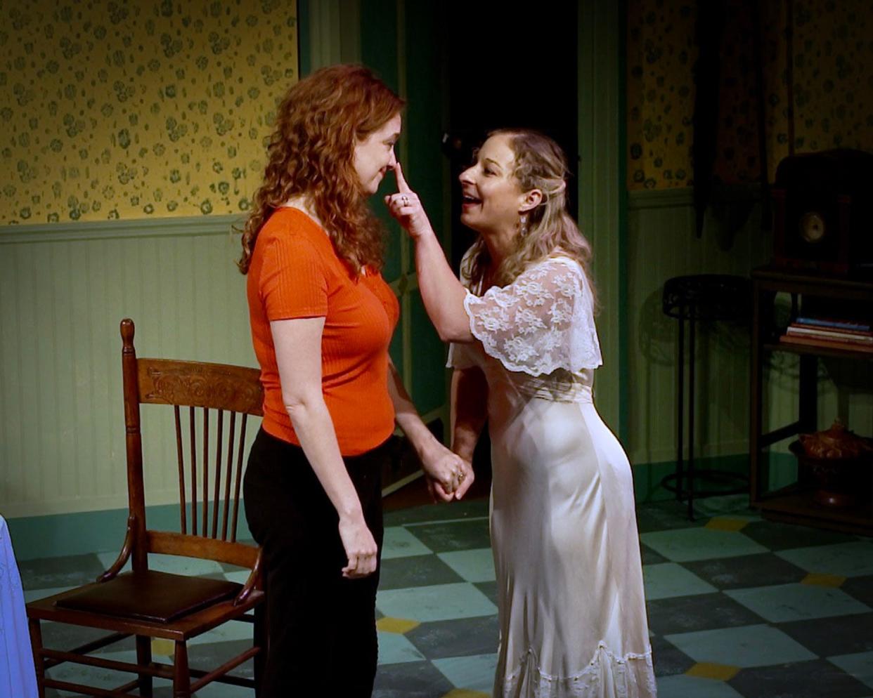 Kathryn Parks and Tahlia Chinault in Theatre Odyssey’s 2021 Best One-Act Play Festival winner “That Kiss.”