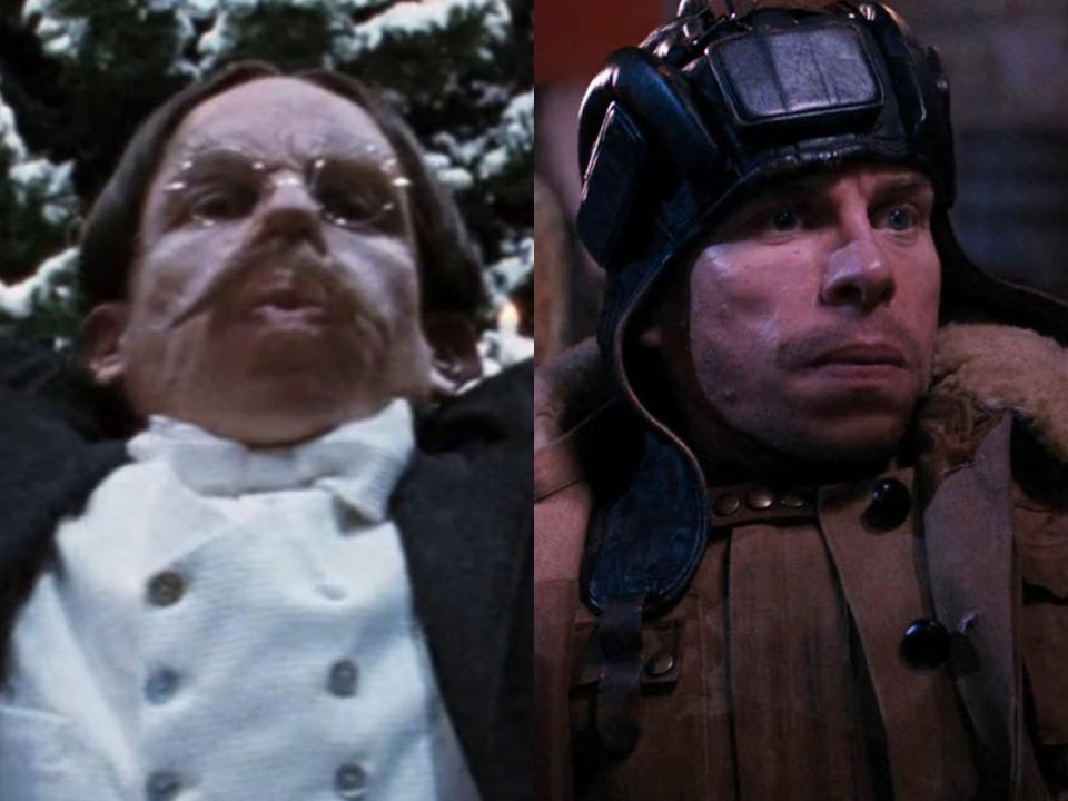 Left: Warwick Davis in "Harry Potter and the Goblet of Fire." Right: Davis on "Doctor Who."