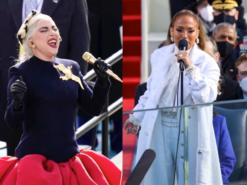 Lady Gaga and Jennifer Lopez perform at inauguration  (Getty)