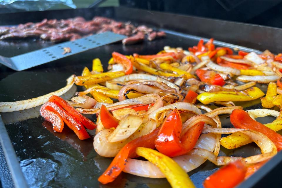 <p>Steak fajitas are quick and easy on the Slate.</p>
