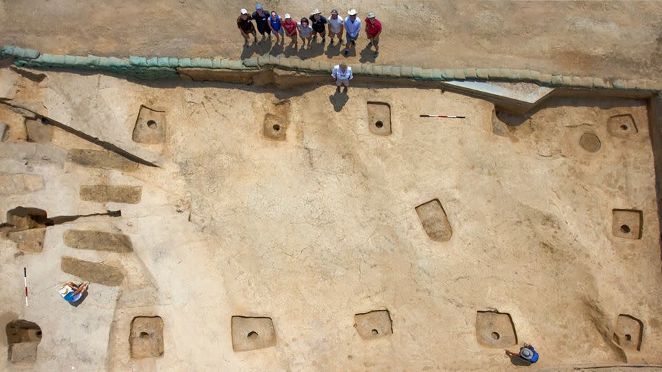 The remains of Captain William West and Sir Ferdinando Wenman were among those found in four aligned graves (left) in the chancel area of the church site, signifying the high status of the deceased, according to the study. - Jamestown Rediscovery Foundation (Preservation Virginia)