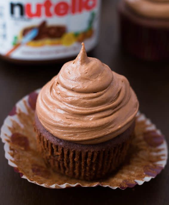 <strong>Get the <a href="http://sallysbakingaddiction.com/2013/03/14/chocolate-cupcakes-with-creamy-nutella-frosting/" target="_blank">Chocolate Cupcakes with Creamy Nutella Frosting recipe</a> from Sally's Baking Addiction</strong>