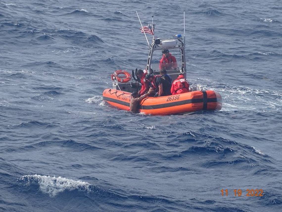 The U.S. Coast Guard searches for survivors after the Nov. 19 capsizing of a migrant boat near Little Torch Key.