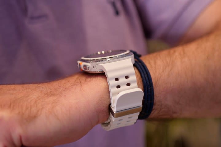 A person wearing the Samsung Galaxy Watch Ultra.