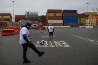 FILE PHOTO: Trucker protests halt cargo movement at California's No. 3 seaport