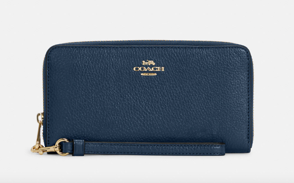 Long Zip Around Wallet in Gold/Denim (Photo via Coach Outlet)