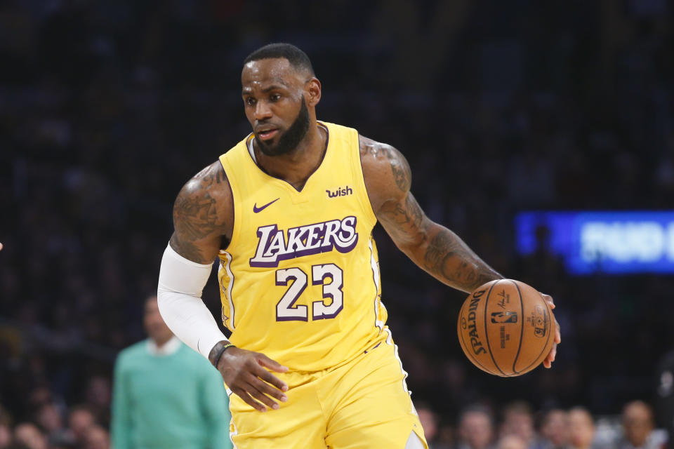 LeBron James' No. 23 Lakers jersey will be back next season. (AP Photo/Ringo H.W. Chiu)