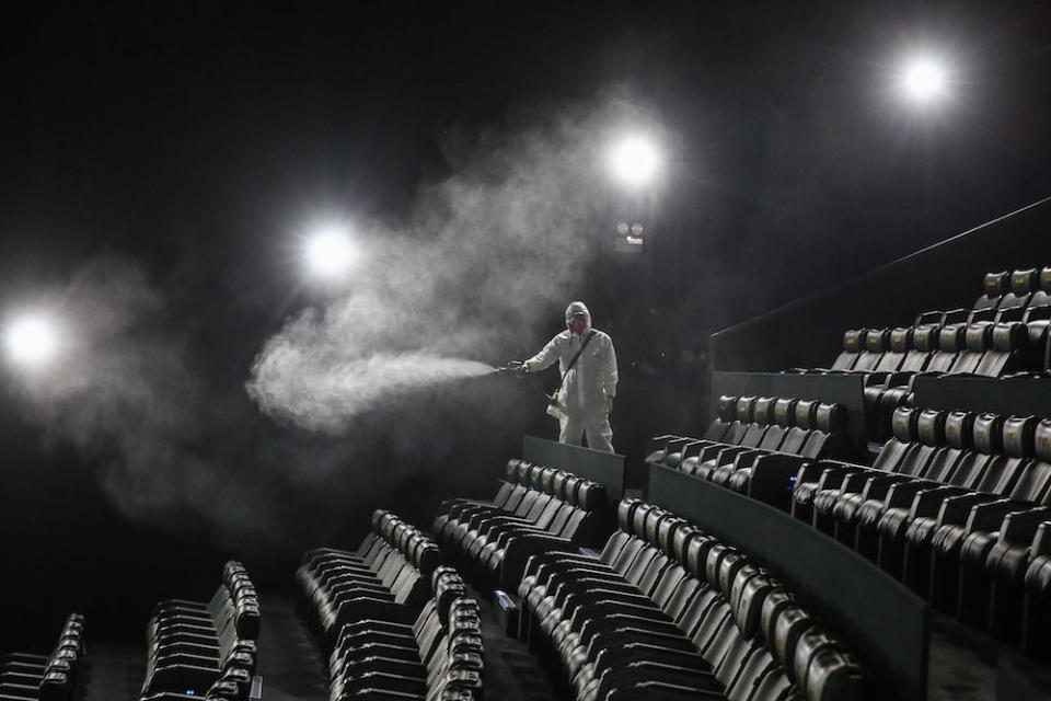 TGV Cinemas have carried out disinfection exercise at all its theatres prior to opening. —Picture by Mohd Yusof Mat Isa