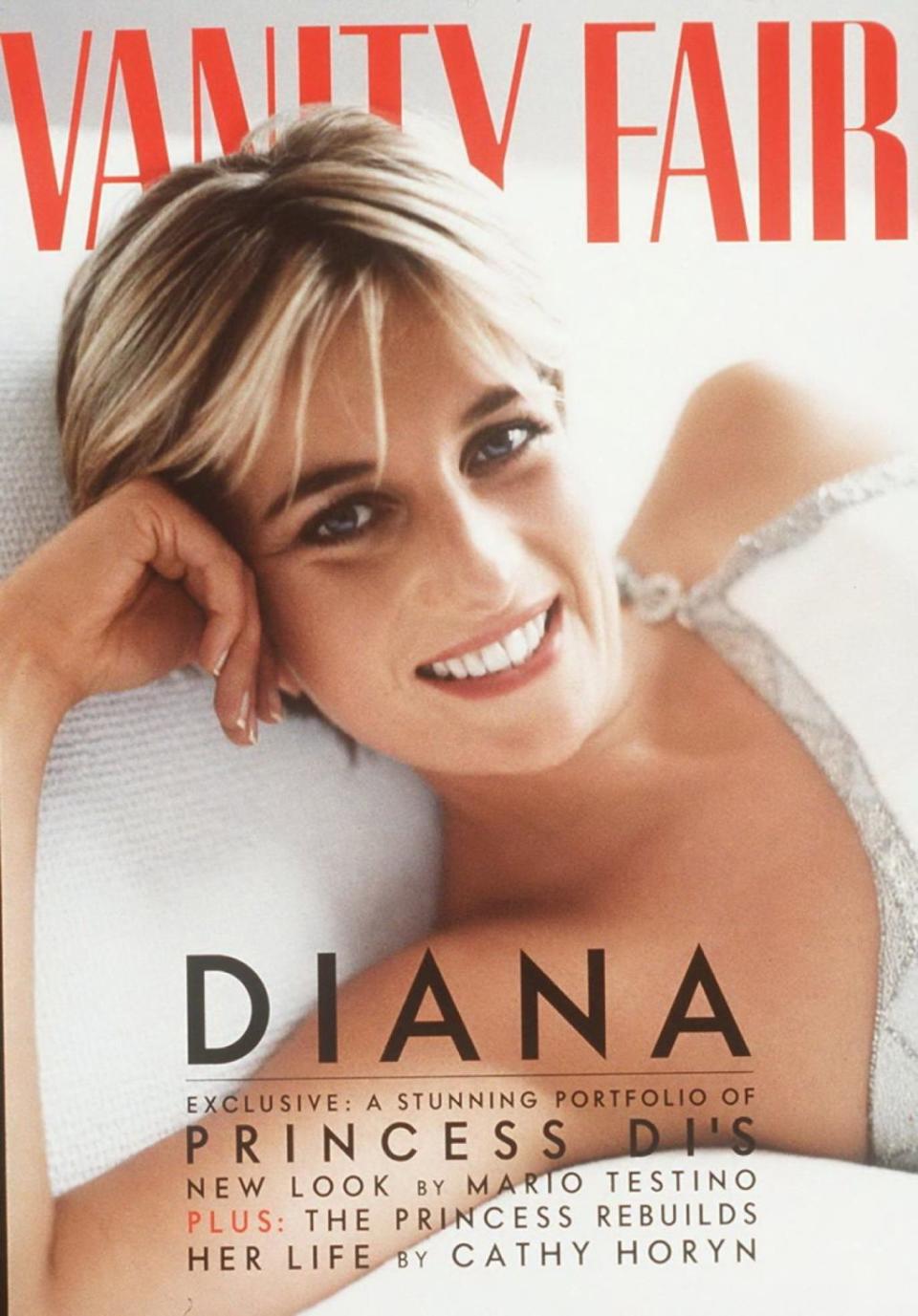 <p>Diana graced the July cover of <em>Vanity Fair</em> magazine, only a month before her tragic death. The issue focused on how the she was coping with the divorce and attempting to <a rel="nofollow noopener" href="http://www.goodhousekeeping.com/life/news/a44489/prince-charles-reagan-letters/" target="_blank" data-ylk="slk:rebuild her life after Prince Charles;elm:context_link;itc:0;sec:content-canvas" class="link ">rebuild her life after Prince Charles</a><span>. The photographs taken by Mario Testino turned out to be the last official portraits taken of the Princess.<span> "</span>Photographing Diana, Princess of Wales for <em>Vanity Fair</em> in 1997 was one of the most memorable days of my career," <a rel="nofollow noopener" href="http://www.mariotestino.com/exhibitions/mario-testino/diana-princess-of-wales/" target="_blank" data-ylk="slk:Testino said;elm:context_link;itc:0;sec:content-canvas" class="link ">Testino said</a><em>. </em></span></p>