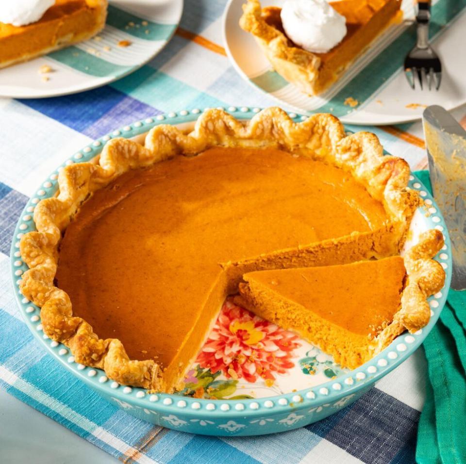<p>It wouldn't be a pumpkin roundup without this classic pumpkin dessert. It's a no-brainer for your Thanksgiving menu. </p><p><a href="https://www.thepioneerwoman.com/food-cooking/recipes/a37159259/pumpkin-pie-recipe/" rel="nofollow noopener" target="_blank" data-ylk="slk:Get the recipe.;elm:context_link;itc:0;sec:content-canvas" class="link "><strong>Get the recipe.</strong></a></p>
