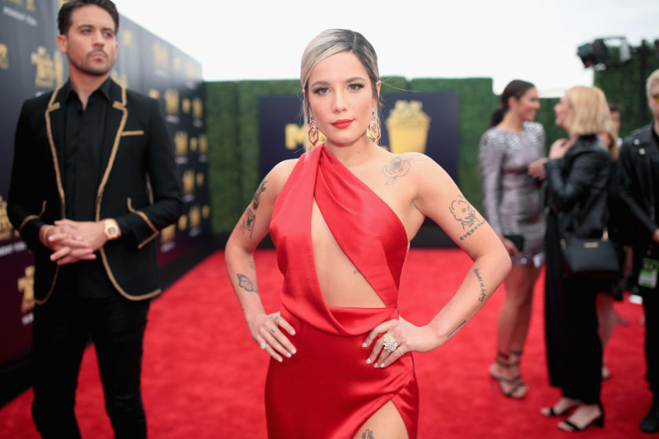 Halsey suffers from endometriosis, pictured here in June 2018 at the MTV Movie and TV Awards (Getty) 