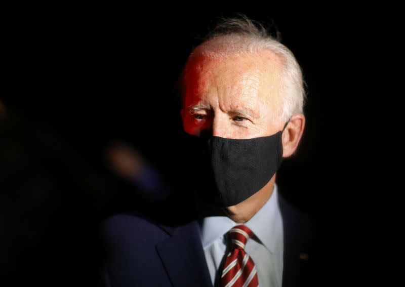 Democratic U.S. presidential nominee Joe Biden boards his plane after his campaign event in Florida