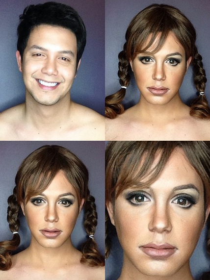 Makeup artist Paolo Ballesteros transforms himself into Britney Spears.