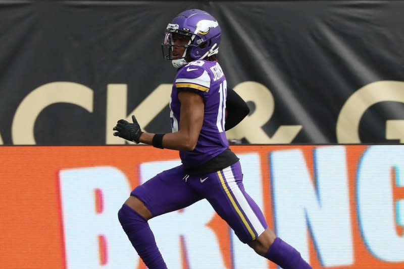 Minnesota Vikings wide receiver Justin Jefferson was limited to 10 games last season because of a hamstring injury. File Photo by Hugo Philpott/UPI