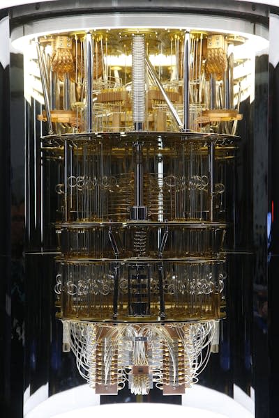 A large machine with several layers of electronics.