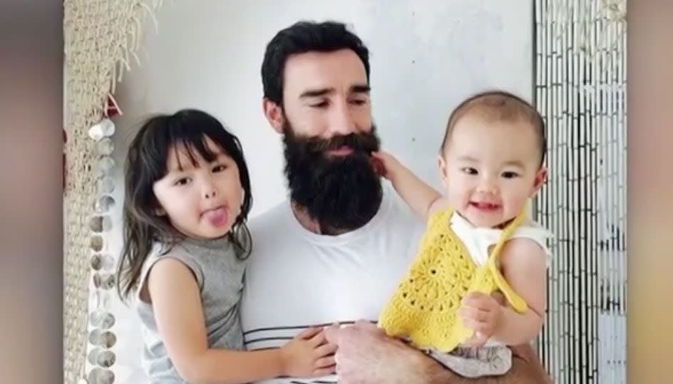 Kawa (left) with her father and one-year-old sister. Source: 7 News