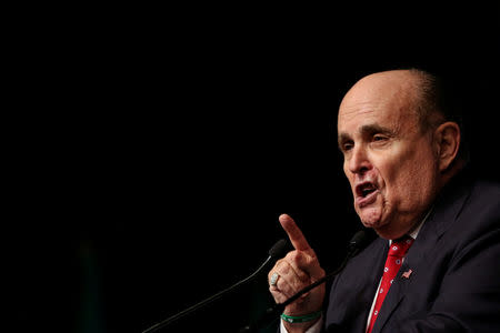 Rudolph Giuliani, former Mayor of New York City, delivers a speech during the 2018 Iran Uprising Summit in Manhattan, New York, U.S., September 22, 2018. REUTERS/Amr Alfiky