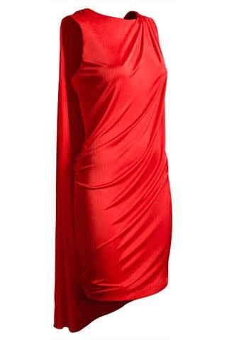 Best: This red cape dress is simple and elegant but still makes a huge impact. We love when Donatella turns it down a notch.