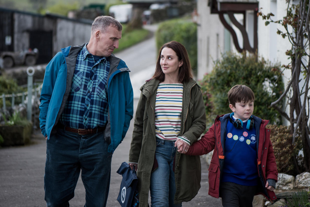 Christopher Eccleston as Maurice Scott, Morven Christie as Alison Hughes, Max Vento as Joe Hughes in <em>The A Word.</em> (Photo: SundanceTV)