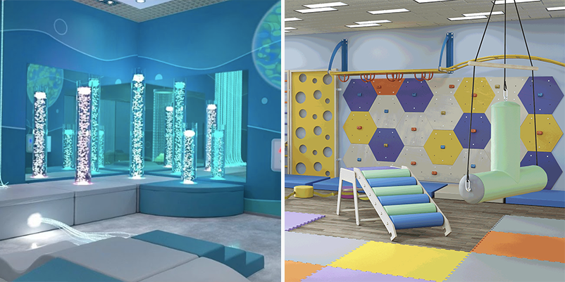 The Kiryas Joel district hired Playlearn USA to install sensory features in the school. The company specializes in furnishings for students with disabilities. (Playlearn USA)