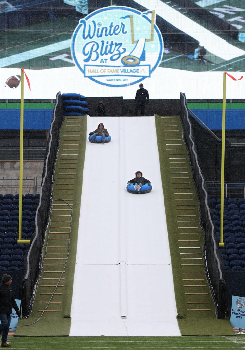 'It was awesome' First riders glide down Touchdown Tubing Hill at Tom